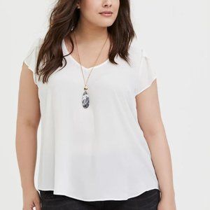 torrid WHITE GEORGETTE TULIP SLEEVE BLOUSE SHIRT